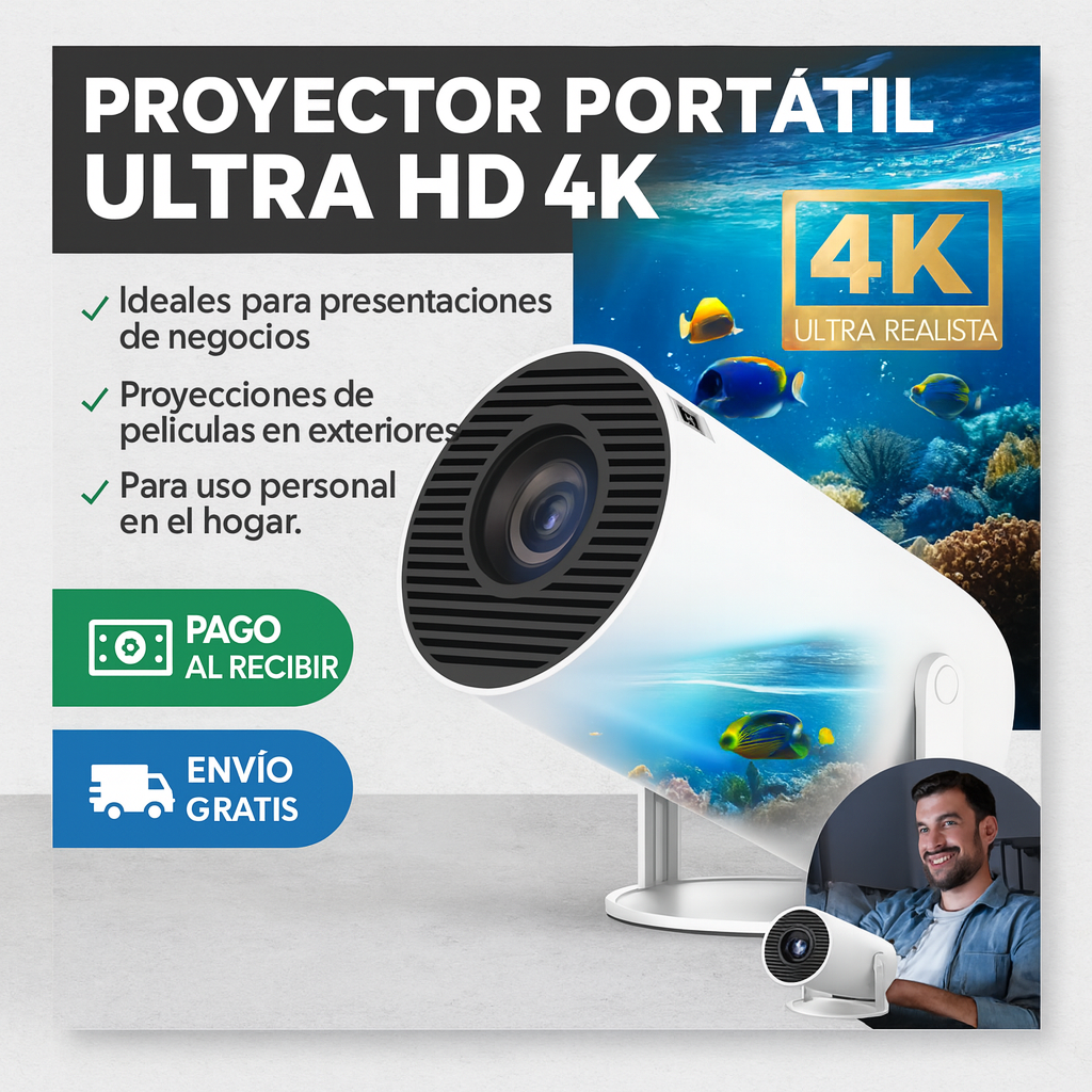 📽 PROYECTOR PORTÁTIL ULTRA HD 4K -60% DE DESCUENTO ¡SOLO HOY!🔥