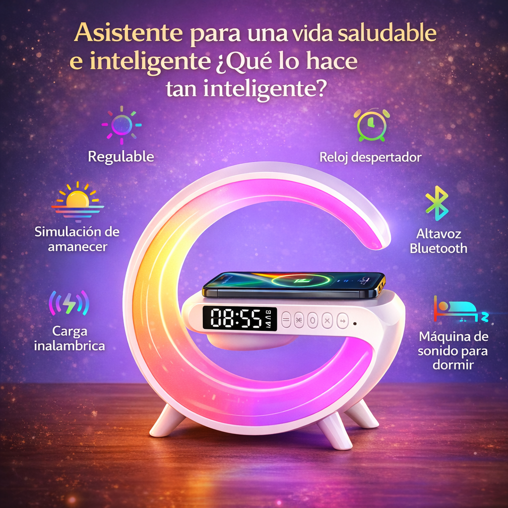 🔊 ALTOVOZ BLUETOOTH G - CARGADOR INALÁMBRICO + LÁMPARA LED + RELOJ DESPERTADOR - REBAJAS 2026 🔥