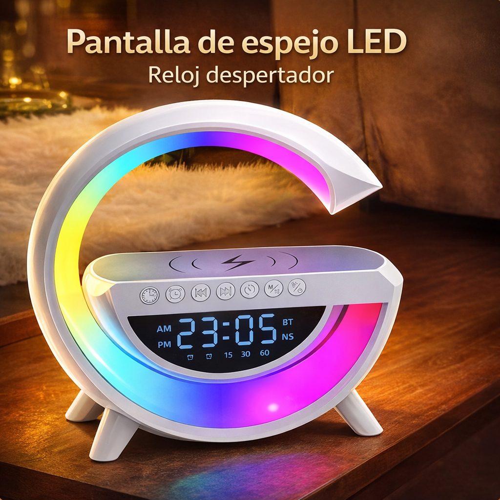 🔊 ALTOVOZ BLUETOOTH G - CARGADOR INALÁMBRICO + LÁMPARA LED + RELOJ DESPERTADOR - REBAJAS 2026 🔥