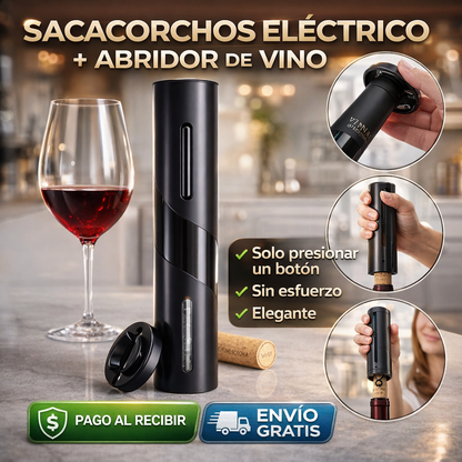 🍾 SACACORCHOS ELÉTRICO + ABRIDOR DE VINO -60% DE DESCUENTO ¡SOLO HOY! 🔥