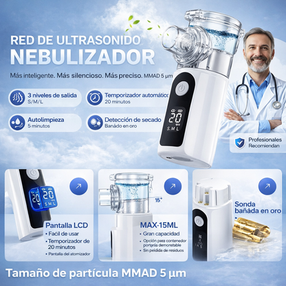 💨 NebulaGo - Nebulizador Portátil Recarecable + Cargador + Timer - REBAJAS 2026 🔥