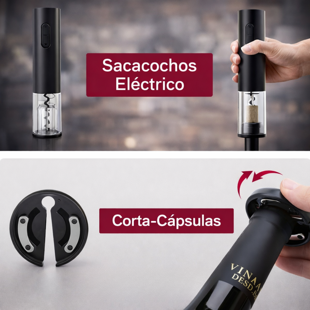 🍾 SACACORCHOS ELÉTRICO + ABRIDOR DE VINO -60% DE DESCUENTO ¡SOLO HOY! 🔥