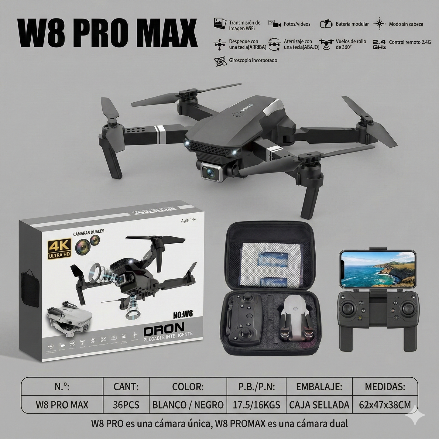 🚁DRON CON DOBLE CÁMARA 4K INTELIGENTE + MALETÍN GRATIS -60% DE DESCUENTO ¡SOLO HOY! 🔥