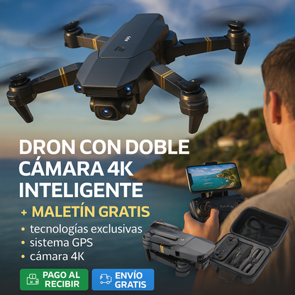 🚁DRON CON DOBLE CÁMARA 4K INTELIGENTE + MALETÍN GRATIS -60% DE DESCUENTO ¡SOLO HOY! 🔥