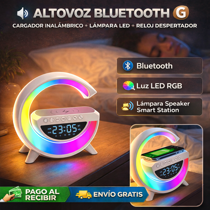 🔊 ALTOVOZ BLUETOOTH G - CARGADOR INALÁMBRICO + LÁMPARA LED + RELOJ DESPERTADOR - REBAJAS 2026 🔥