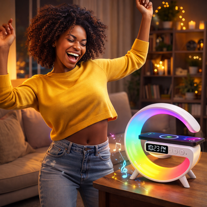 🔊 ALTOVOZ BLUETOOTH G - CARGADOR INALÁMBRICO + LÁMPARA LED + RELOJ DESPERTADOR - REBAJAS 2026 🔥